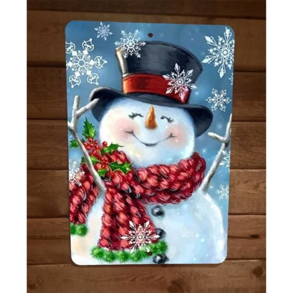 Merry‎ Xmas Christmas Happy Snowman 8x12 Metal Wall Sign Poster